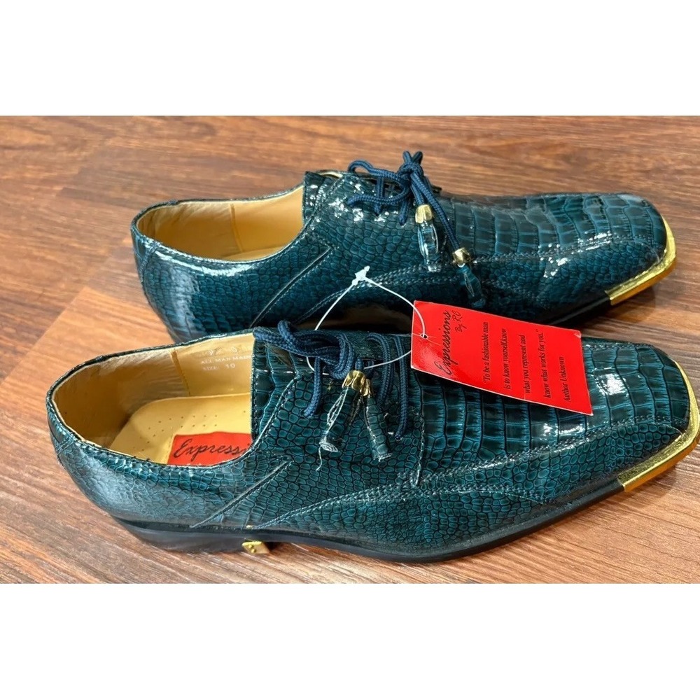 Mens Formal Tuxedo Shoes By RC Expressions Size 10 Blue‎ Tone